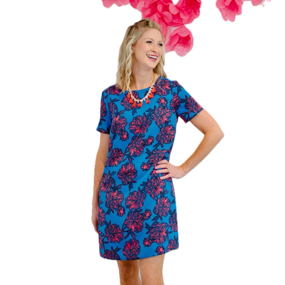 BNWT J.Crew Blue and Pink Floral Shift Dress